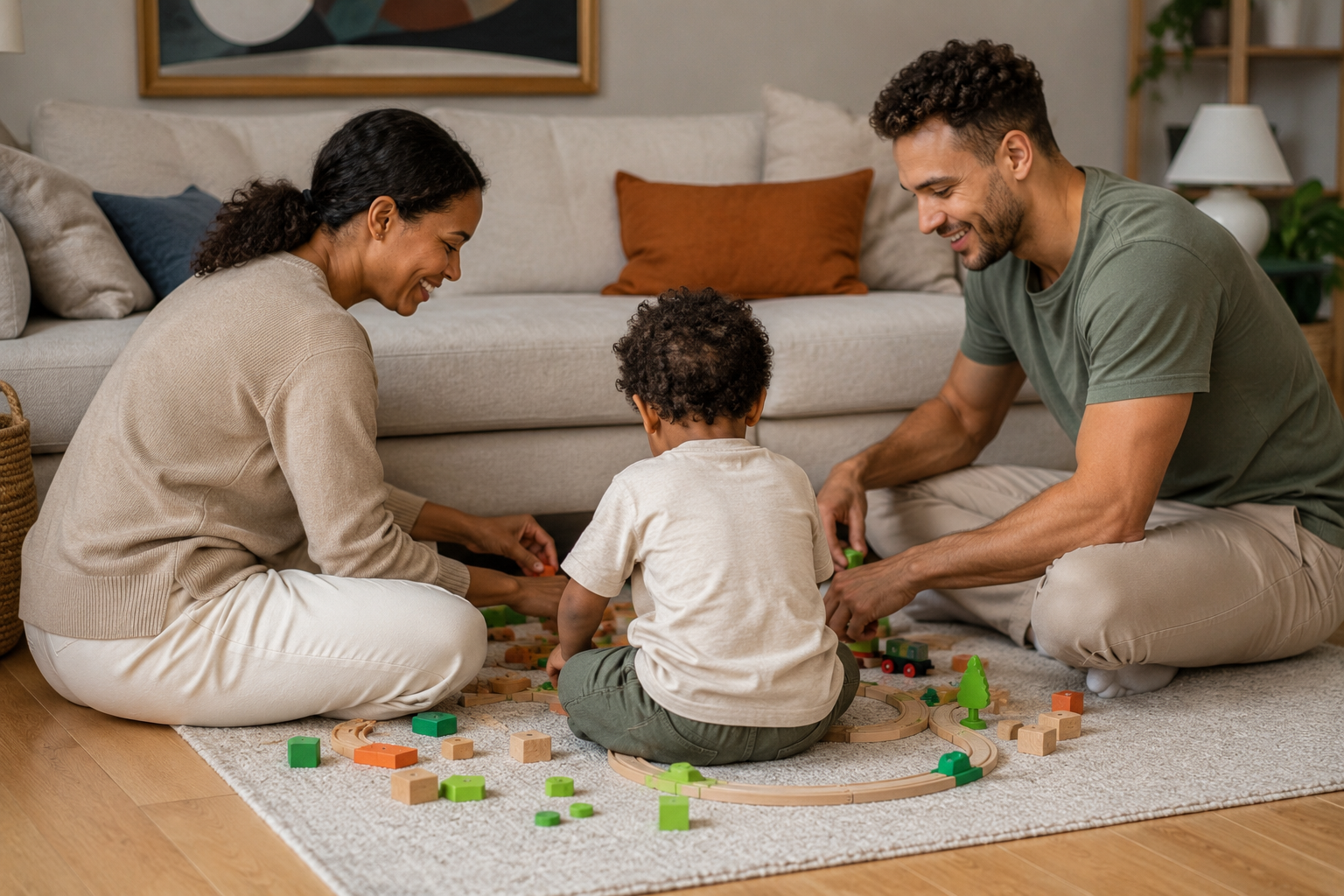 Parent and child at home using FlourishBx